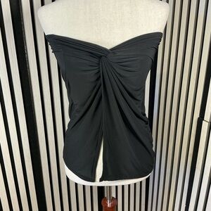 PrettyLittleThing Black Strapless Ruched Top, Sz 12